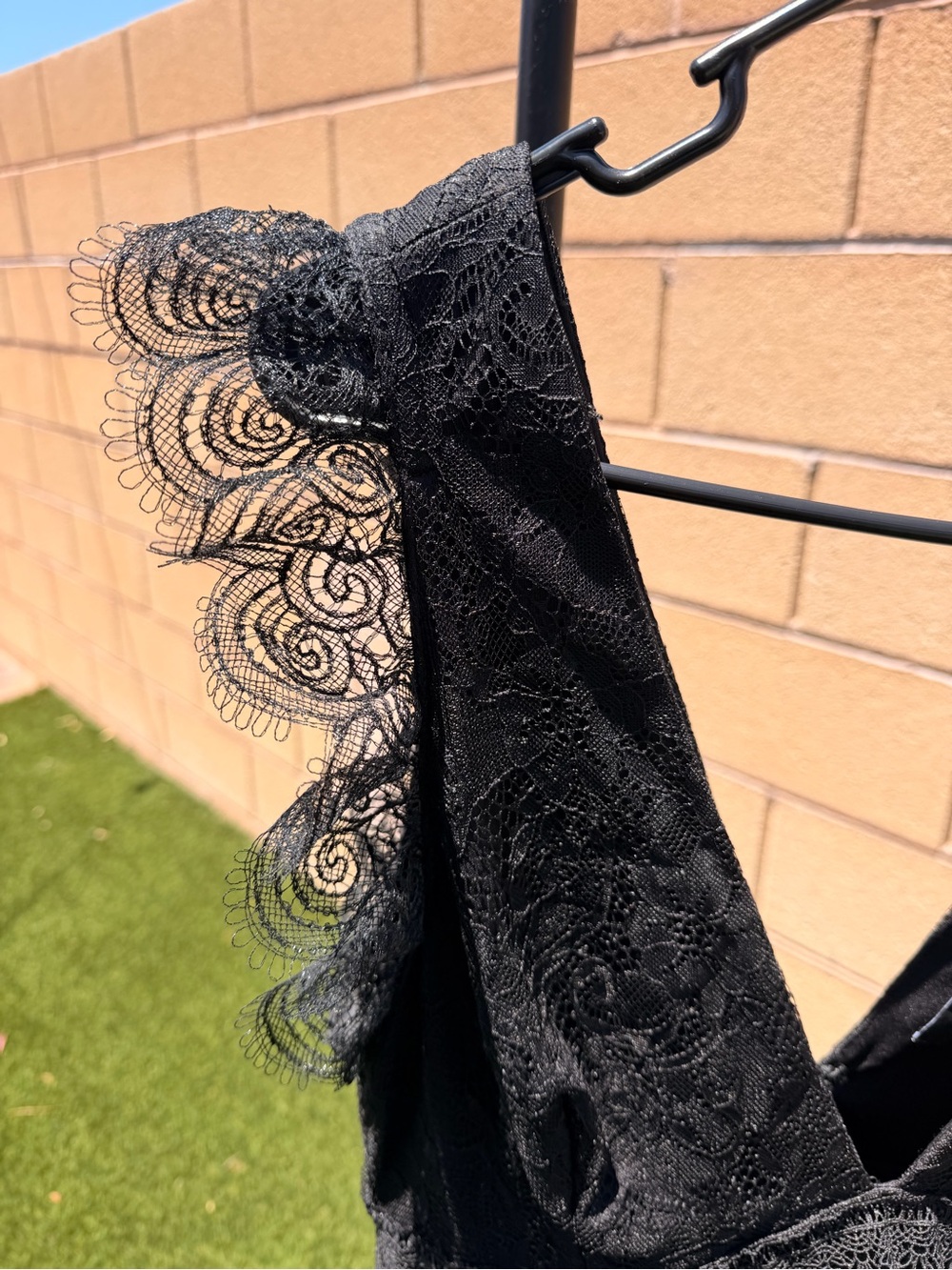 Lulu's Black Lace V-Neck Tiered Maxi Dress - Picture 3 of 4